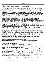 Đề kiểm tra 1 tiết môn Vật lý Lớp 9 - Trần Trung Thành Trường